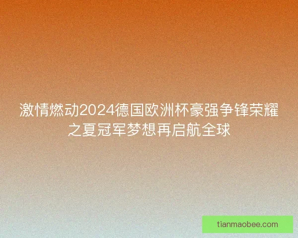 激情燃动2024德国欧洲杯豪强争锋荣耀之夏冠军梦想再启航全球