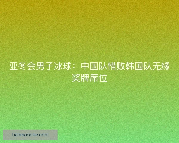 亚冬会男子冰球：中国队惜败韩国队无缘奖牌席位