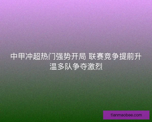 中甲冲超热门强势开局 联赛竞争提前升温多队争夺激烈